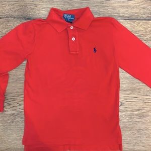 Ralph Lauren Kids; Red; (size 7) long sleeve polo